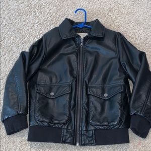 Boys Black Faux Leather Jacket